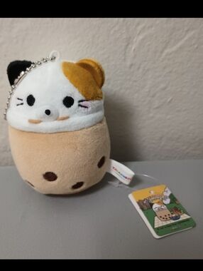 Takashoji Boba Calico Cat Milktea Plush Keychain